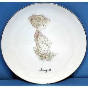Vintage 1980's Precious Moments "August" Plate 1983 6 1/4" Enesco See Pictures